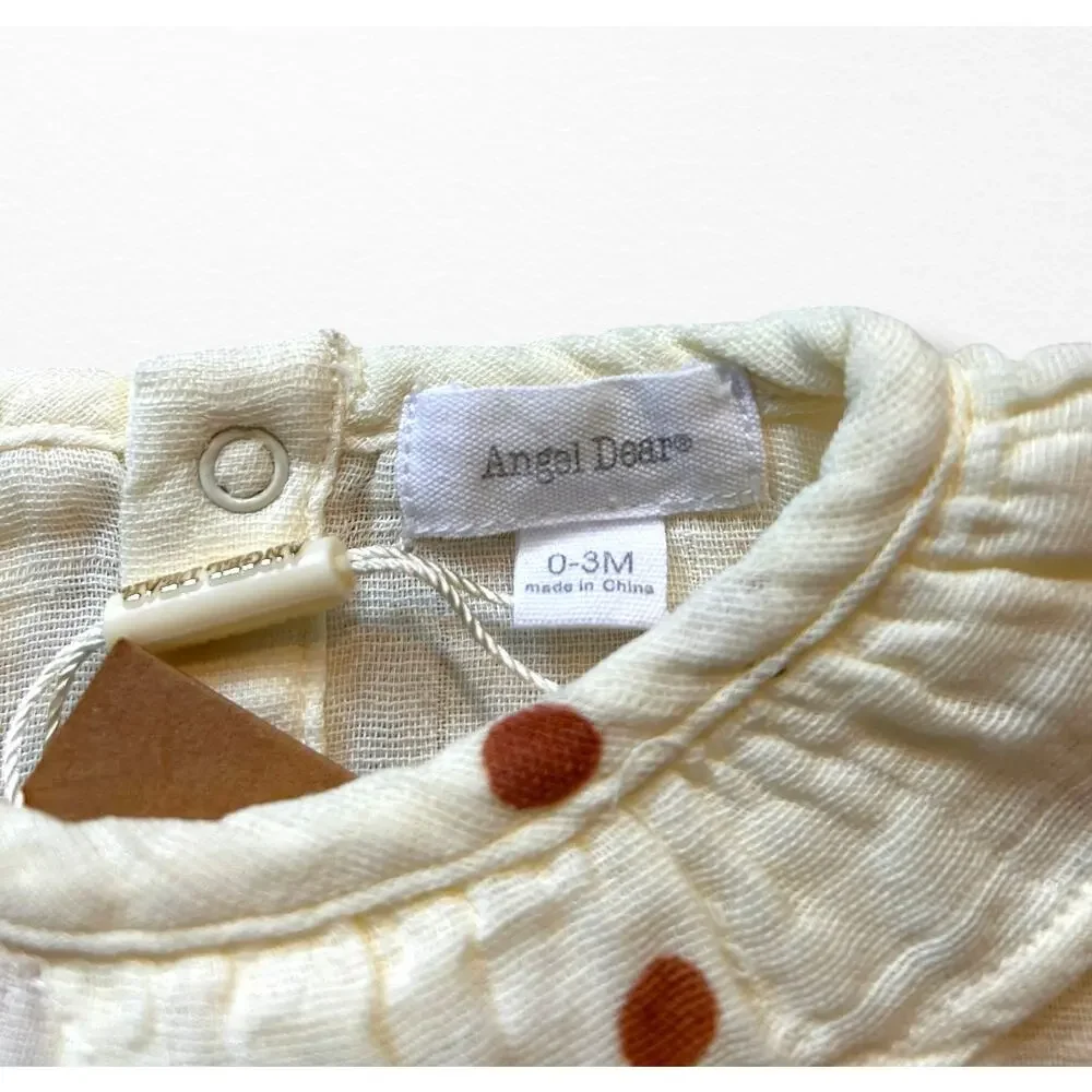 NWT Angel Dear Organic Muslin Ruffle Bodysuit, 0-3 Months